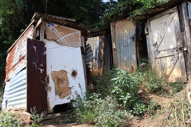 More than 30 families share one pit toilet at this Durban informal